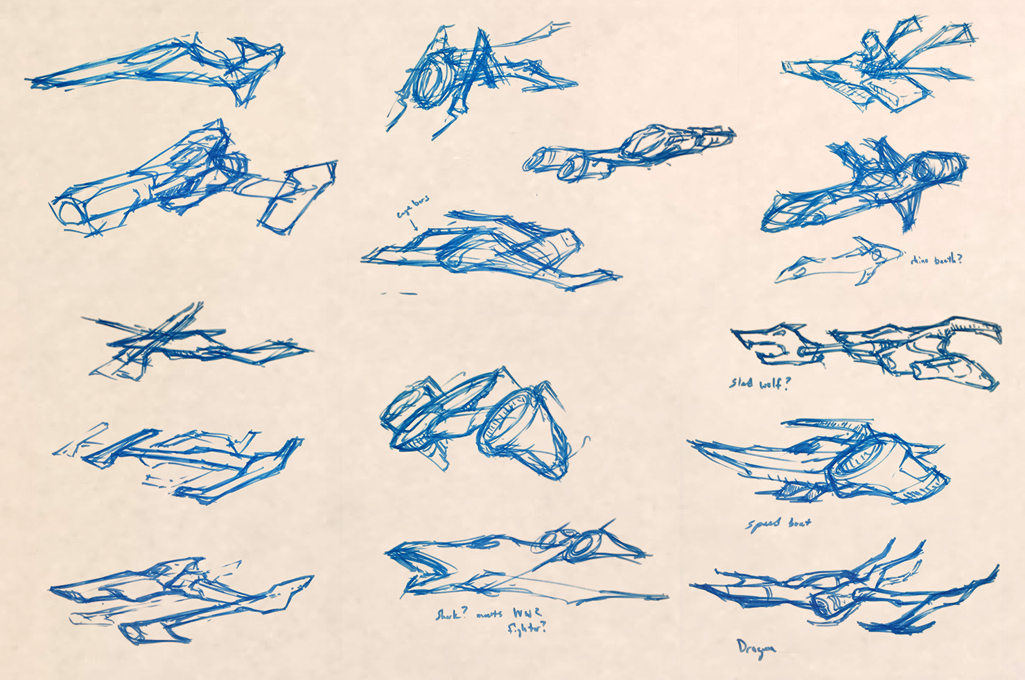 Rough racer gesture sketches